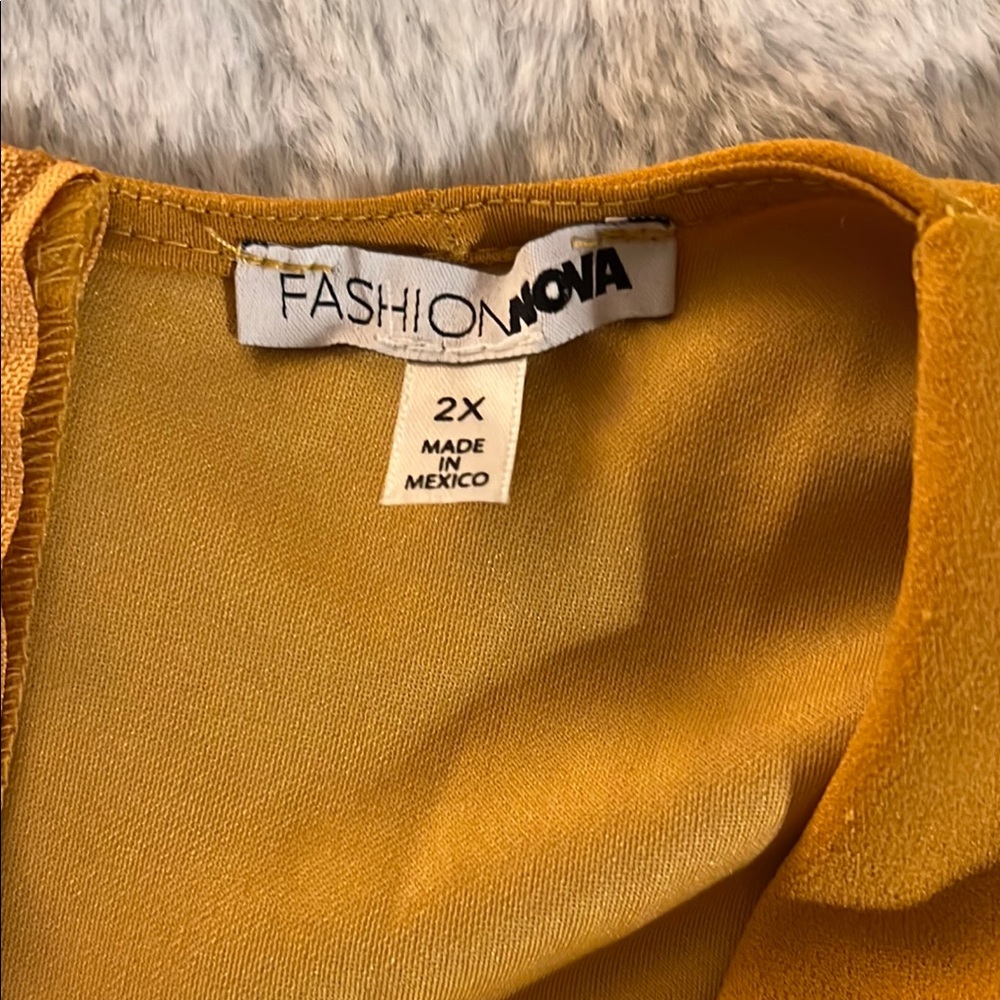 Fashion Nova Honey Girl Romper - Mustard - Picture 7 of 7